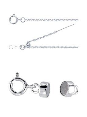 Sterling Silver 22in Add-A-Bead Chain Necklace + Magnetic Clasp Converter Set